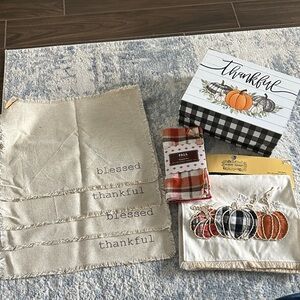 Thanksgiving Table set and Linens with Box New